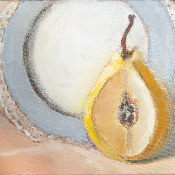 Still life oil painting "Pear and plate" , 8"x10" , original oil on canvas - Picture 2 of 5